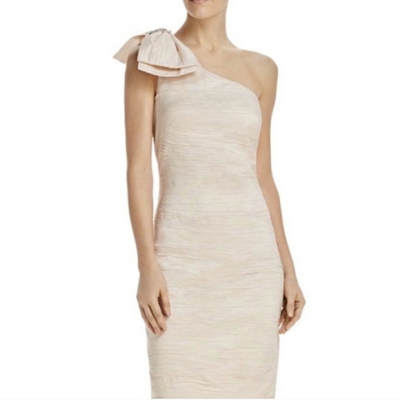 Eliza J Dresses & Skirts - Eliza J Cream One Shoulder Dress With Bow Size 4